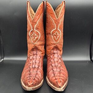 Cactus Jacks Alligator Print‎ Western Boots Sz. 8 Burnt Orange Color.